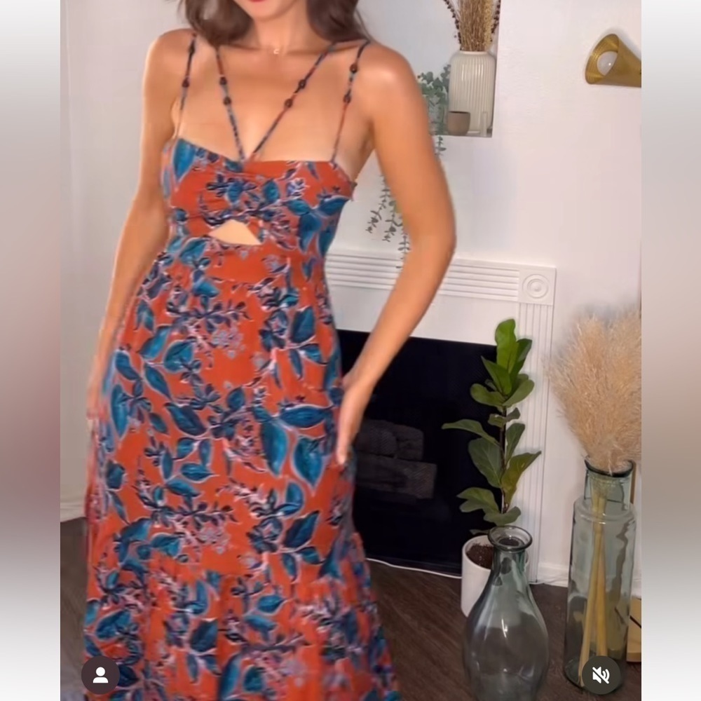 NWT Jason Wu Tropical Floral Linen Blend Boho Midi Dress Summer Vacation Sz XS